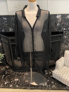 White Stag Sheer Black Swim Cover-Up Shirt